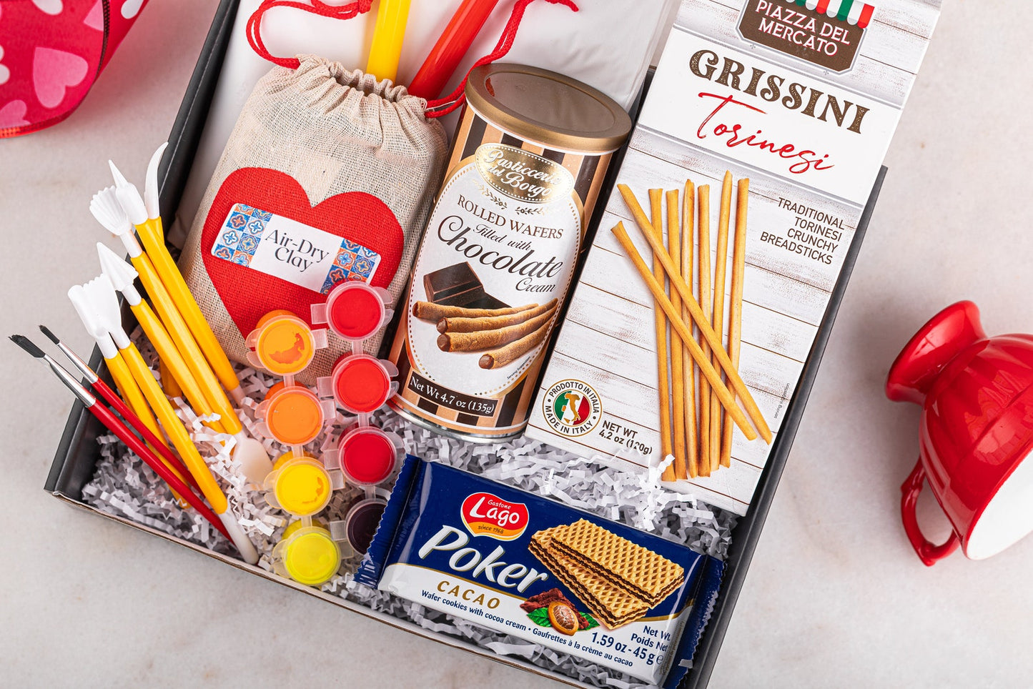 Italian Pottery Date Night, Tuscan Pottery Box, Italian Snacks Cookies Box, Date Night Subscription Box, date night box, italy in a box, italian cookies, italian chocolates, italian gift box, best pizza, best pasta, care package, care package gift, cookies care package