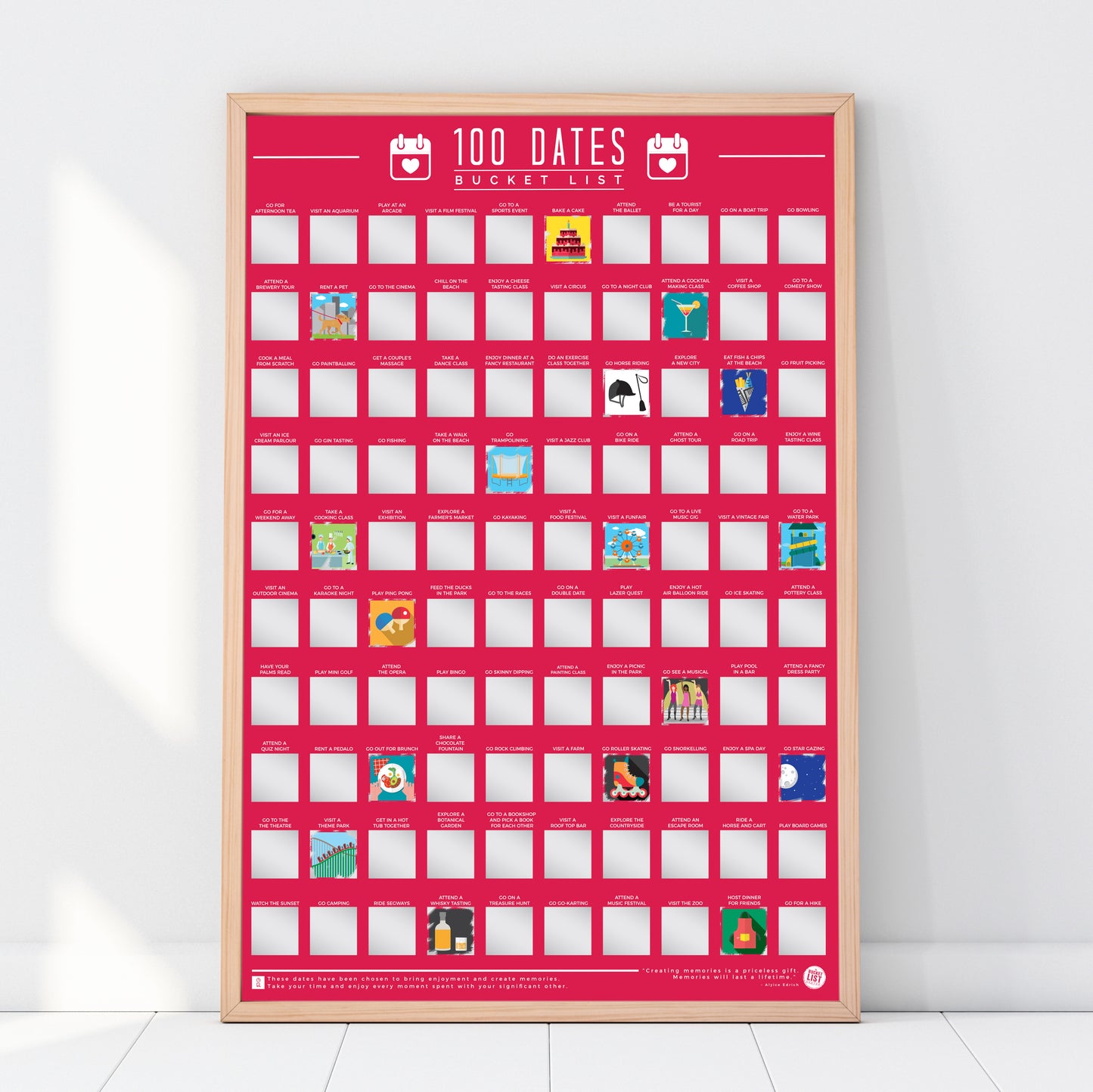 100 Dates Bucket List Poster, Scratch Poster for Couples